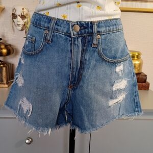 Nobody Denim Blue Distressed Jean Shorts